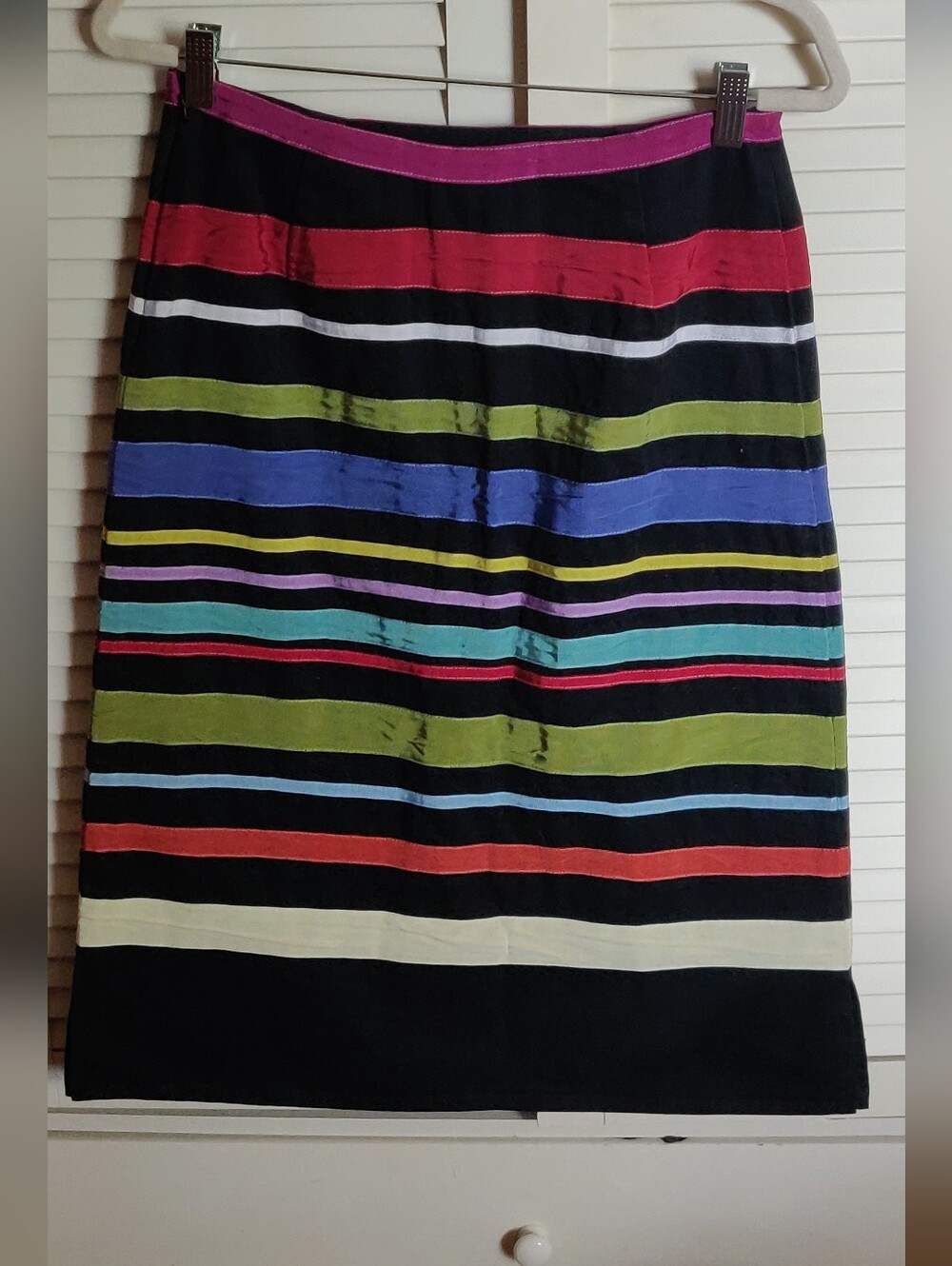 Neesh By DAR Anthropologie Black Striped Grosgrain Ribbon Skirt - Picture 2 of 8